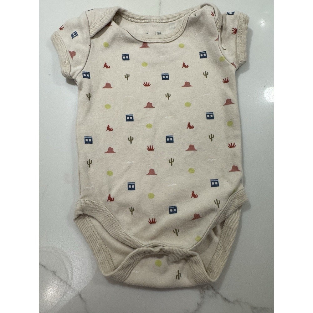 Pact Organic Baby 0-3 Mos Organic Cotton Bodysuit Unisex Desert Wolf Cactus